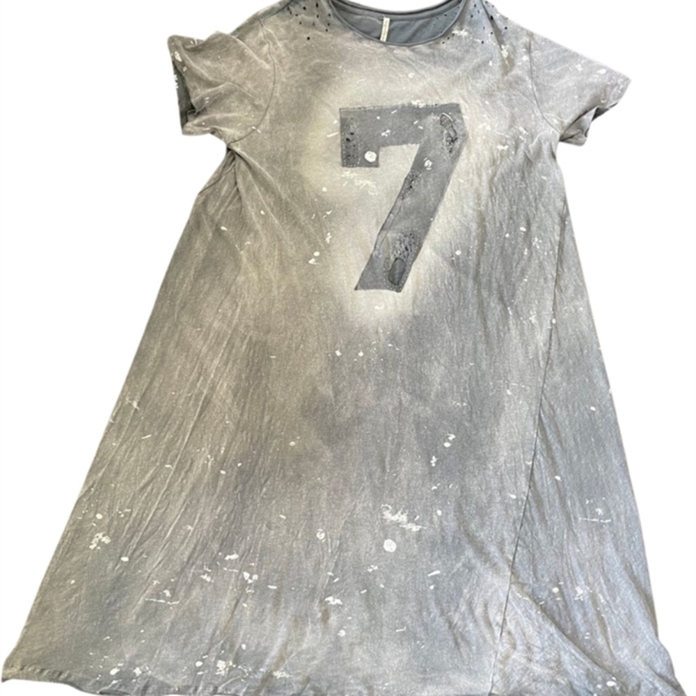 Rare Magnolia Pearl  7 (Seven) Pullover Tee Dress w/ Distressing & Fading ~ Ozzy